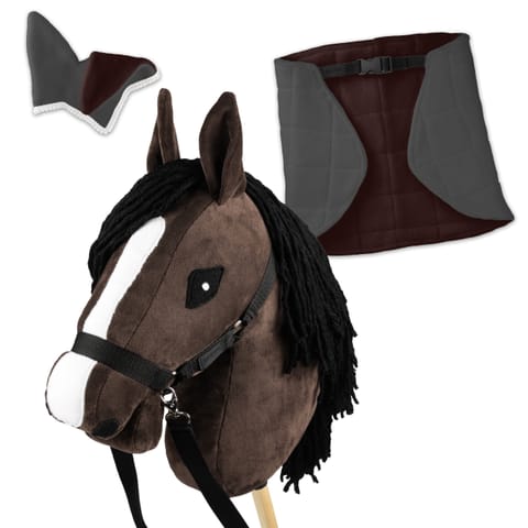 ⁨Zestaw Skippi - Hobby Horse Gniady - Derka i nauszniki - szary i brąz⁩ w sklepie Wasserman.eu