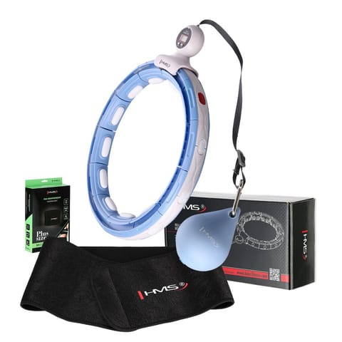 ⁨ZESTAW HULA HOP MAGNETYCZNY BLUE HHM15 Z LICZNIKIEM HMS + PAS BR163 BLACK PLUS SIZE⁩ w sklepie Wasserman.eu