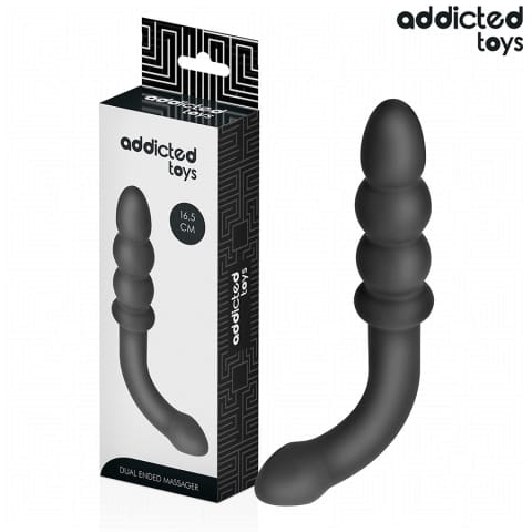 ⁨Addicted Toys Masażer Intymny Podwojny 16,5 cm Silikonowy Czarny⁩ w sklepie Wasserman.eu