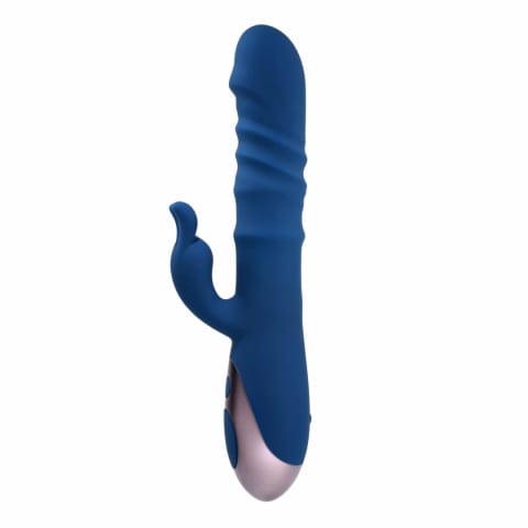 ⁨Evolved Ringer Rabbit Royal Blue - wibrator z funkcją ruchomych pierścieni⁩ w sklepie Wasserman.eu