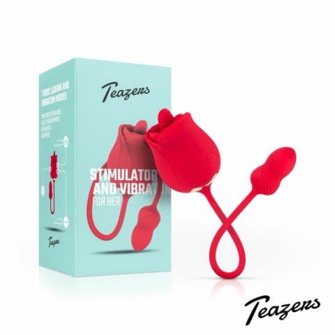 ⁨Teazers Rose - Dwustronny stymulator z 2 silnikami USB, rożowy⁩ w sklepie Wasserman.eu