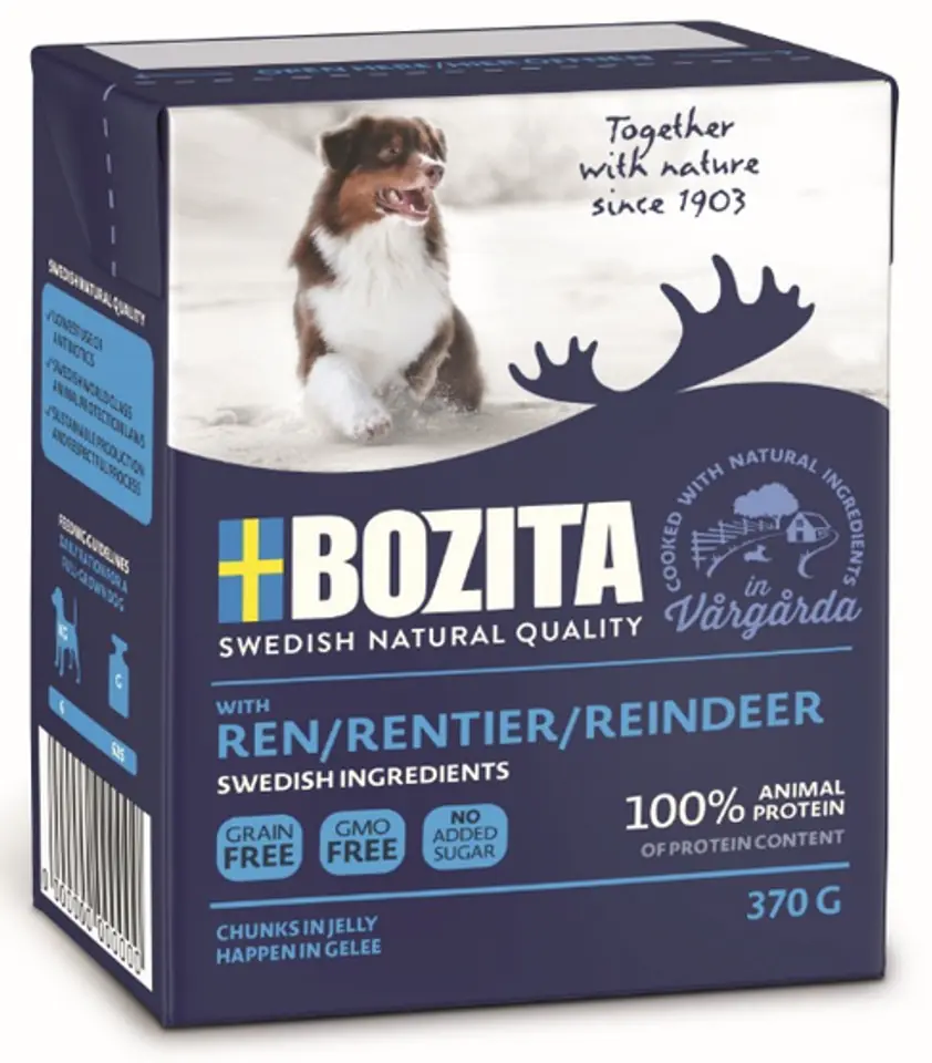 ⁨Bozita Dog Tetra Recart z reniferem w galaretce kartonik 370g⁩ w sklepie Wasserman.eu