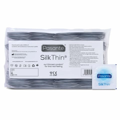 ⁨Pasante Silk Thin prezerwatywy ultra cienkie 144 sztuki lateksowe⁩ w sklepie Wasserman.eu