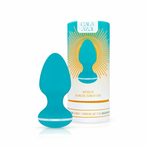 ⁨Cala Azul Blanca - Biały wibrujący korek analny, wodoodporny, USB⁩ w sklepie Wasserman.eu