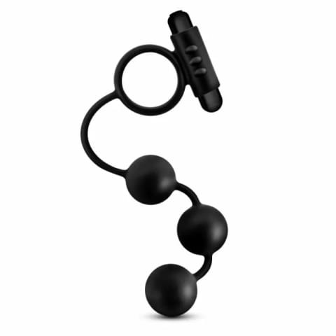 ⁨Blush Novelties Anal Adventures Platinum kulki anatomiczne z pierścieniem wibrującym⁩ w sklepie Wasserman.eu