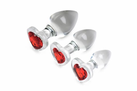 ⁨Glas Zestaw 3 Szklanych Korkow Anatomicznych z Czerwonym Kryształem⁩ w sklepie Wasserman.eu
