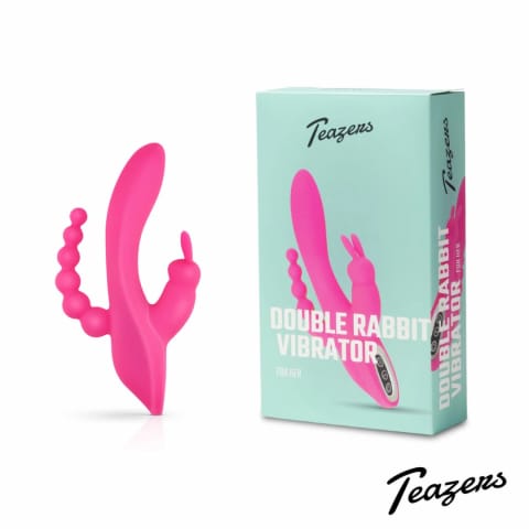 ⁨Feelztoys Double Rabbit model 10-funkcyjny, wodoodporny, USB, fioletowy⁩ w sklepie Wasserman.eu