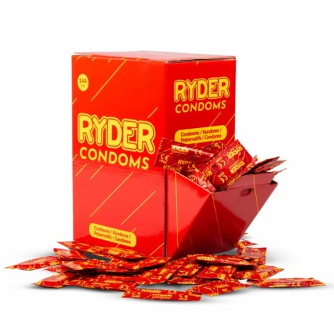 ⁨Ryder Prezerwatywy 144 szt. Standard Rozmiar, Powierzchnia Gładka, Lubrykant⁩ w sklepie Wasserman.eu