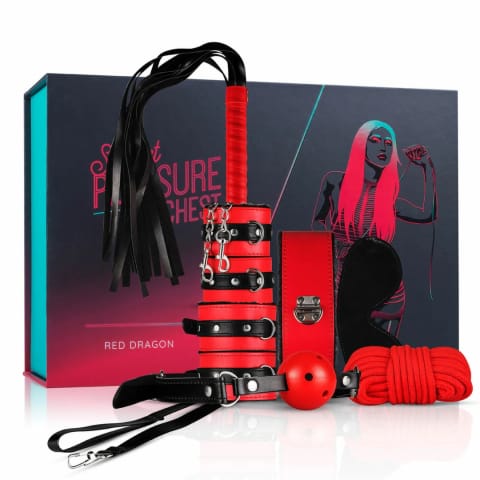 ⁨Secret Pleasure Chest Red Dragon - Zestaw akcesoriow BDSM 8 elementow⁩ w sklepie Wasserman.eu