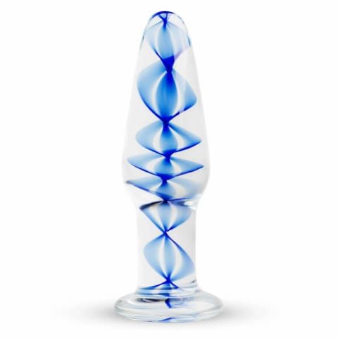 ⁨EasyToys Szklany Plug Anatomiczny No. 23 ze Spiralą Niebieską, Średni⁩ w sklepie Wasserman.eu