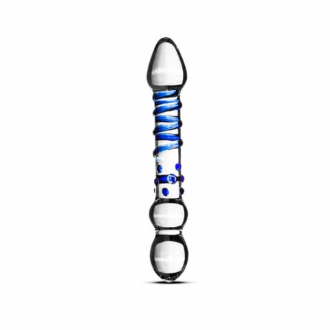 ⁨EasyToys Szklana Maszyna Intymna No. 21, przezroczysta z niebieskim wzorem⁩ w sklepie Wasserman.eu