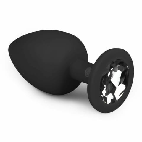⁨EasyToys Plug anatomiczny silikonowy Large z kryształkiem czarny⁩ w sklepie Wasserman.eu