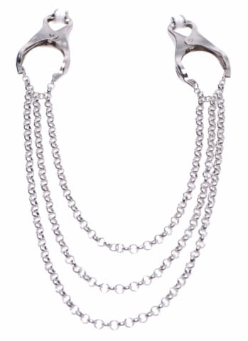 ⁨Affix Triple Chain metalowe zaciski z potrojnym łańcuchem - srebrne⁩ w sklepie Wasserman.eu