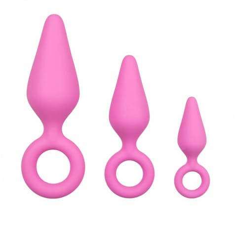 ⁨EasyToys Zestaw silikonowych korkow z uchwytem, 3 rozmiary, rożowy⁩ w sklepie Wasserman.eu