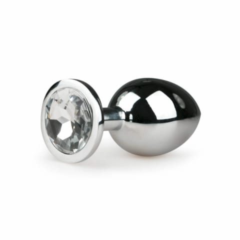 ⁨Dream Toys Metalowy korek anatomiczny Silver/Clear M z kryształem⁩ w sklepie Wasserman.eu