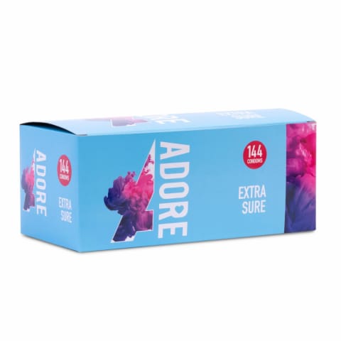 ⁨Adore Extra Sure prezerwatywy 144 sztuki powiększona wytrzymałość⁩ w sklepie Wasserman.eu