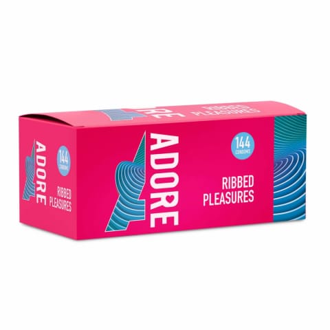 ⁨Adore Ribbed Pleasure 144 szt. prezerwatywy z wypustkami, transparentne⁩ w sklepie Wasserman.eu