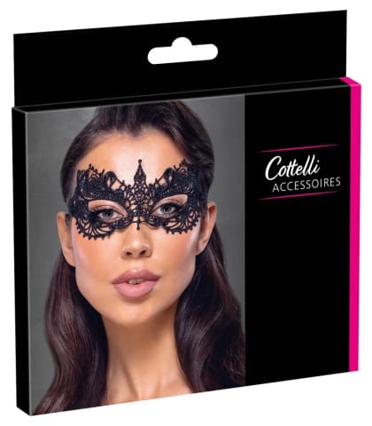 Cottelli Accessoires Czarna Maskująca Opaska z Koronką i Otworami na Oczy w sklepie Wasserman.eu