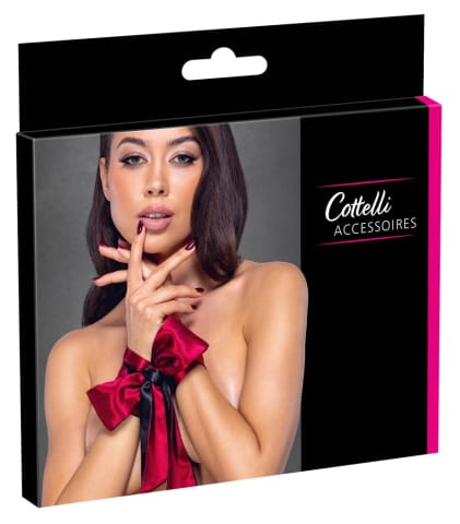 ⁨Cottelli Collection Szalik Satynowy Dwukolorowy 150 cm Czerwono-Czarny⁩ w sklepie Wasserman.eu