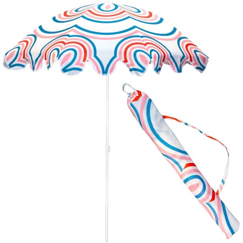 ⁨PARASOL PLAŻOWO OGRODOWY 160CM PASEK NIEBIESKO RÓŻOWY⁩ w sklepie Wasserman.eu