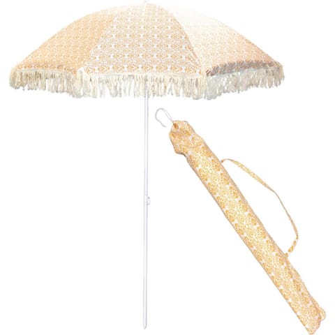 ⁨PARASOL PLAŻOWO OGRODOWY Z FRĘDZLAMI 174CM ŻÓŁTY⁩ w sklepie Wasserman.eu