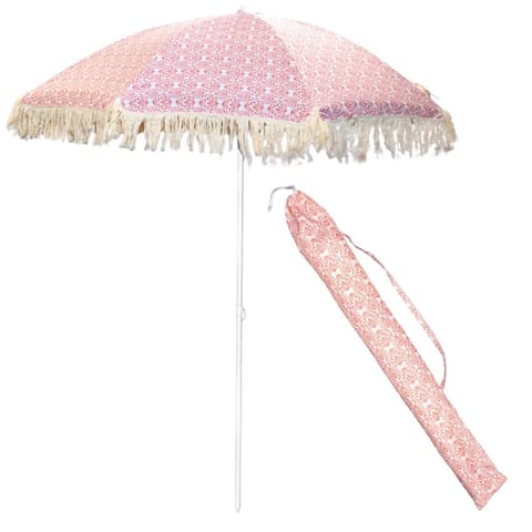 ⁨PARASOL PLAŻOWO OGRODOWY Z FRĘDZLAMI 174CM CZERWONY⁩ w sklepie Wasserman.eu