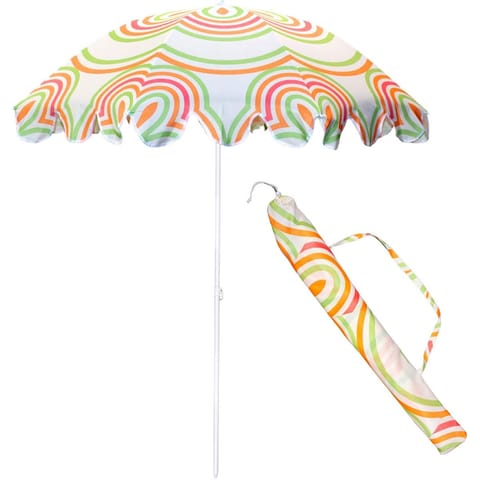 ⁨PARASOL PLAŻOWO OGRODOWY 160CM POMARAŃCZOWO ZIELONY⁩ w sklepie Wasserman.eu