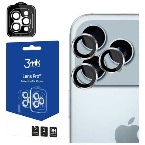 ⁨Ochrona na obiektyw aparatu 3MK Lens     Protection Pro do Apple iPhone 17 Pro /17 Pro Max srebrny⁩ w sklepie Wasserman.eu
