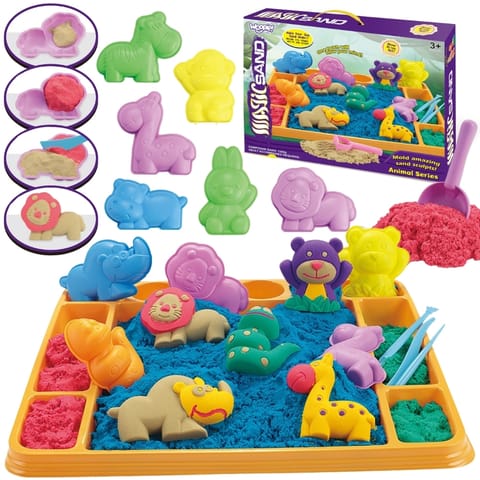 ⁨WOOPIE Piasek Kinetyczny 1,2 kg Zestaw XL ZOO Stolik z Foremkami⁩ w sklepie Wasserman.eu