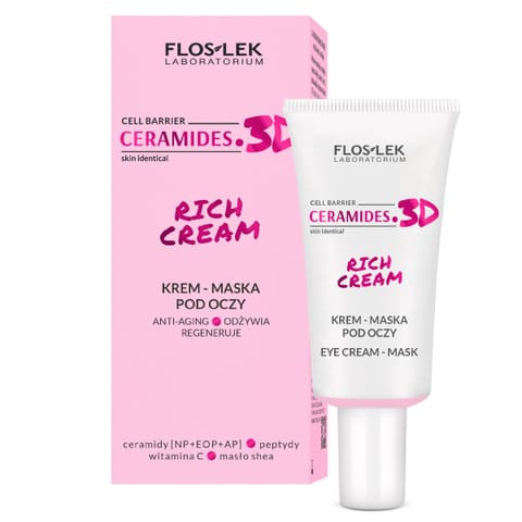 ⁨FLOSLEK CERAMIDES. 3D RICH CREAM Krem-maska pod oczy anti-aging odżywia regeneruje 30 ml⁩ w sklepie Wasserman.eu