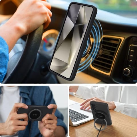 ⁨Etui do Samsung Galaxy S25 Tech-Protect Liquid Silicone MagSafe Black⁩ w sklepie Wasserman.eu