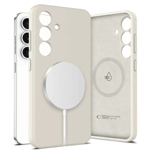 ⁨Etui do Samsung Galaxy S25 Tech-Protect Liquid Silicone MagSafe Cosmic Latte⁩ w sklepie Wasserman.eu