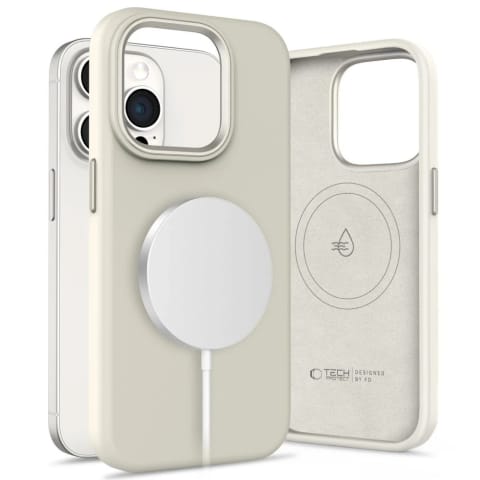 ⁨Etui do iPhone 15 Pro Tech-Protect Silicone Pure MagSafe Latte⁩ w sklepie Wasserman.eu
