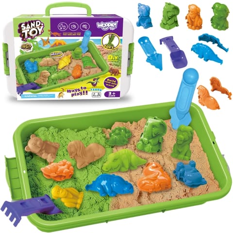 ⁨WOOPIE Piasek Kinetyczny 1,5 kg Zestaw XXL ZOO Safari Stolik z Foremkami⁩ w sklepie Wasserman.eu