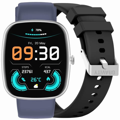 Smartwatch Męski GRAVITY GT18-6 Czarny Pasek Silikonowy + Granatowy Pasek w sklepie Wasserman.eu