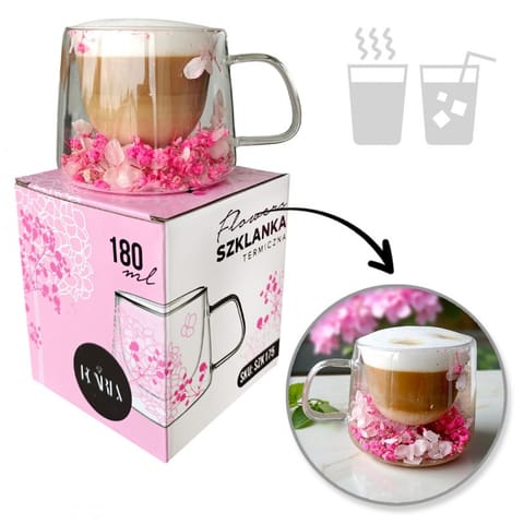⁨Szklanka termiczna z kwiatami w środku, hortensje 180 ml 1szt SZK175⁩ w sklepie Wasserman.eu