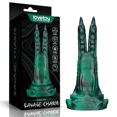 ⁨WIBRATOR SAVAGE CHARM DOUBLE-CLAW VIBRATING SILICONE DILDO⁩ w sklepie Wasserman.eu