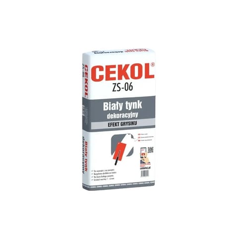 ⁨Biały tynk dekoracyjny ,gładź , efekt grysiku Cekol ZS-06 5 kg⁩ w sklepie Wasserman.eu