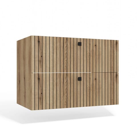 ⁨SZAFKA POD UMYWALKĘ TIGO 80 2S DĄB EVOKE 2 SZUFLADY RYFLOWANY FRONT WISZĄCA⁩ w sklepie Wasserman.eu
