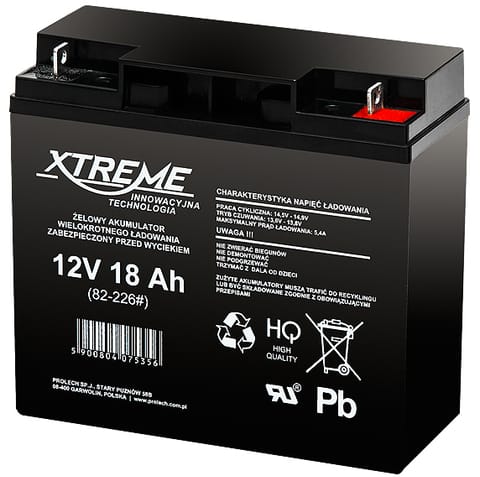 Akumulator żelowy 12V 18Ah Xtreme AGM w sklepie Wasserman.eu