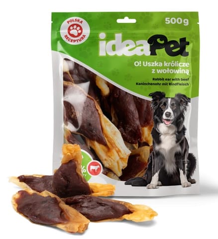 ⁨IdeaPet Uszka królicze z wołowiną 500g⁩ w sklepie Wasserman.eu