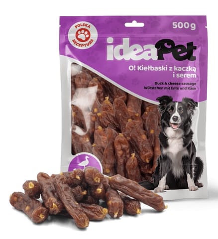 ⁨IdeaPet Kiełbaski z kaczką i serem 500g⁩ w sklepie Wasserman.eu