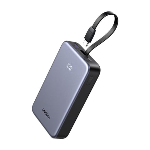 ⁨Powerbank 20000mAh Ugreen PB505, USB + USB-C, wbudowany kabel, 20W (szary)⁩ w sklepie Wasserman.eu