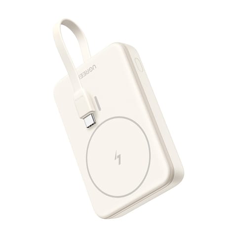 ⁨Powerbank magnetyczny 10000mAh Ugreen PB760, wbudowany kabel, 20W (beżowy)⁩ w sklepie Wasserman.eu