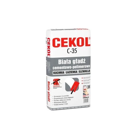⁨BIAŁA GŁADŹ CEMENTOWA NA ZEWNĄTRZ CEKOL C-35 5KG⁩ w sklepie Wasserman.eu