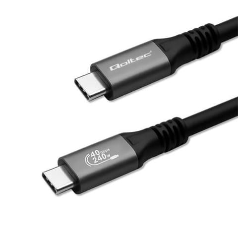 ⁨Kabel USB-C Qoltec PD 240W USB4 Thunderbolt 3/4 4K 40Gb/s 1m czarny⁩ w sklepie Wasserman.eu