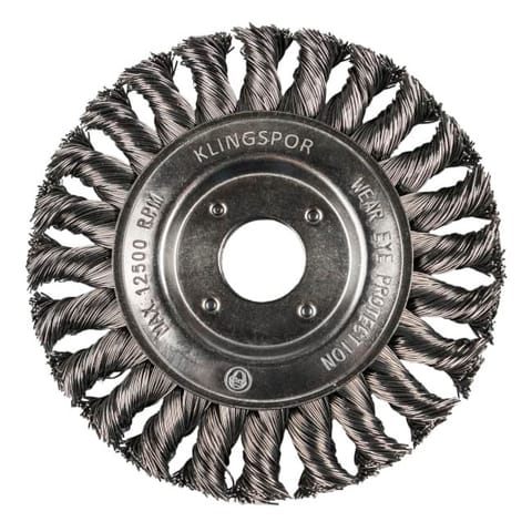 ⁨SZCZOTKA TARCZOWA drut splatany, stal falista 125x14x22,23mm (1/1) KLINGSPOR⁩ w sklepie Wasserman.eu