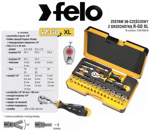 ⁨Zestaw kluczy nasadowych z grzechotką i bitami Smart R-GO FL05783616 /36szt./⁩ w sklepie Wasserman.eu