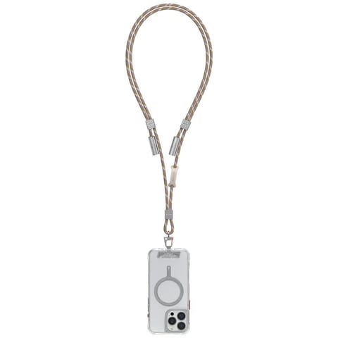 ⁨Uniwersalna smycz do telefonu kabel 2w1  Skinarma Dyno Ve USB-C/USB-C beżowy⁩ w sklepie Wasserman.eu