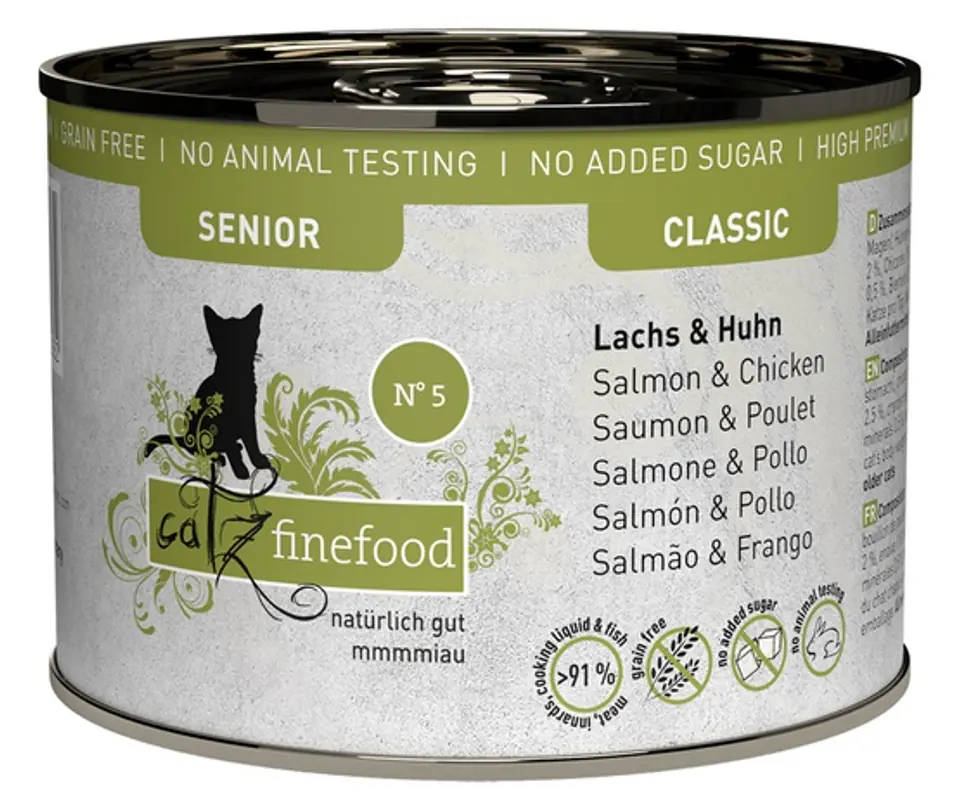 ⁨Catz Finefood Classic Senior N.05 Salmon & Chicken Can 200g⁩ at Wasserman.eu